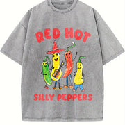 Red Hot Silly Peppers Vintage Washed T-Shirt in Gray