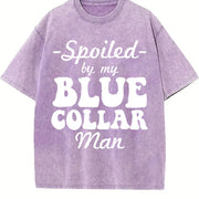 Spoiled By My Blue Spoiled Wife Fun For Wife vintage washed oversized T-shirt in Purple
