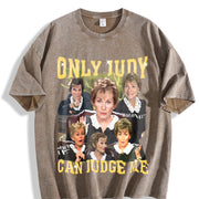 Only Judy Can Judge Me and for autumn and winter vintage washed oversized T-shirt in Brown