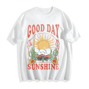 Good Day Sunshine Boho Cotton T-Shirt in White