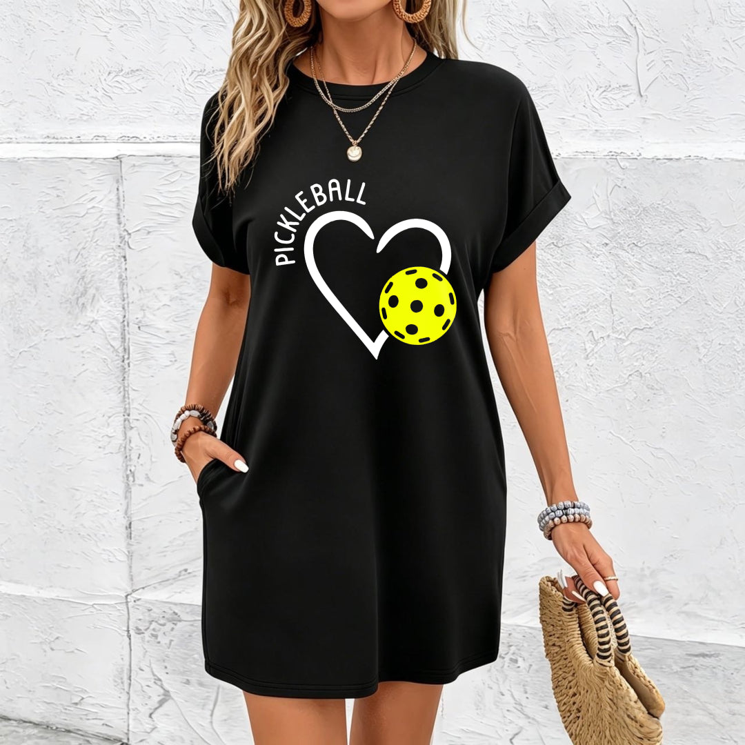 Heart-shaped Dress Cotton T-Shirt in Black