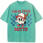 Baseball Game Day T-mom Vintage Washed T-Shirt in Blue