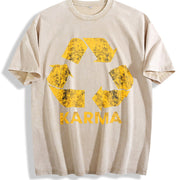 Karma Recycler Motivational Positivity Universe Novelty Vintage Washed T-Shirt in Beige
