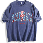 America Lightening Bolt USA vintage washed oversized T-shirt in Blue