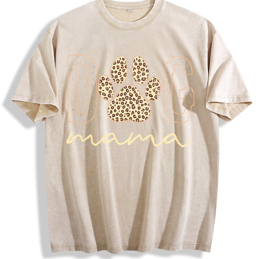 Dog Mama vintage washed oversized T-shirt in Beige