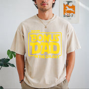 Best Bonus Dad in the Galaxy Vintage Washed T-Shirt in Beige