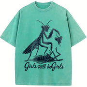 Girls Will Be Girls Vintage Washed T-Shirt in Blue