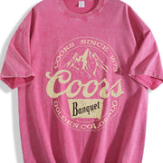 Wash Old Down Shoulder Sleeves Vintage Washed T-Shirt in Red