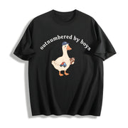 Boy Mom Outnumbered by Boys Goose Cotton T-Shirt in Black