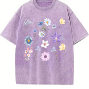 Blooms and Wild Flowers 90s Vintage Washed T-Shirt in Purple