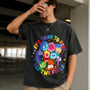 It's Okay to Feel All the Feels Vintage Washed T-Shirt in Black