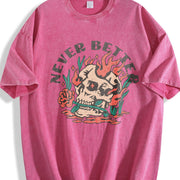 Never Better Turquoise Green 230gsm - Distressed Style vintage washed oversized T-shirt in Red