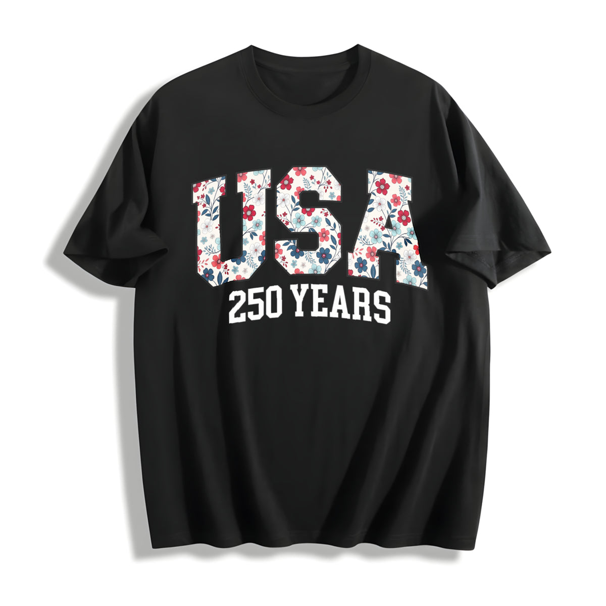 Happy 250th Birthday USA America 250th Anniversary Cotton T-Shirt in Black