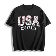 Happy 250th Birthday USA America 250th Anniversary Cotton T-Shirt in Black