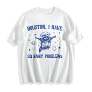 Houston I Have So Many Problems Raccoon Premium Cotton T-Shirt in White