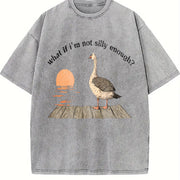 Goose Duck What If I'm Silly Enough Meme Idea Bird Nerd vintage washed oversized T-shirt in Gray