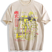 Yugen Occult Skeleton Snake Vintage Washed T-Shirt in Beige