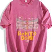 Benito Bowl Halftime Show 2026 Game Day Outfit vintage washed oversized T-shirt in Red