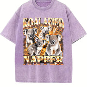 Koalafied Napper Meme Retro Vintage Washed T-Shirt in Purple