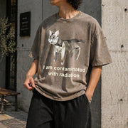 Contaminated with Radiation Vintage Washed T-Shirt in Brown