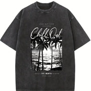 Faded Pure Short-sleeve Vintage Washed T-Shirt in Black