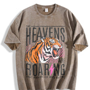 The Heavens Are Roaring Bible Verse Religious vintage washed oversized T-shirt in Brown