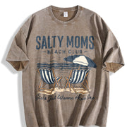 Salty Moms Beach Club Vintage Washed T-Shirt in Brown