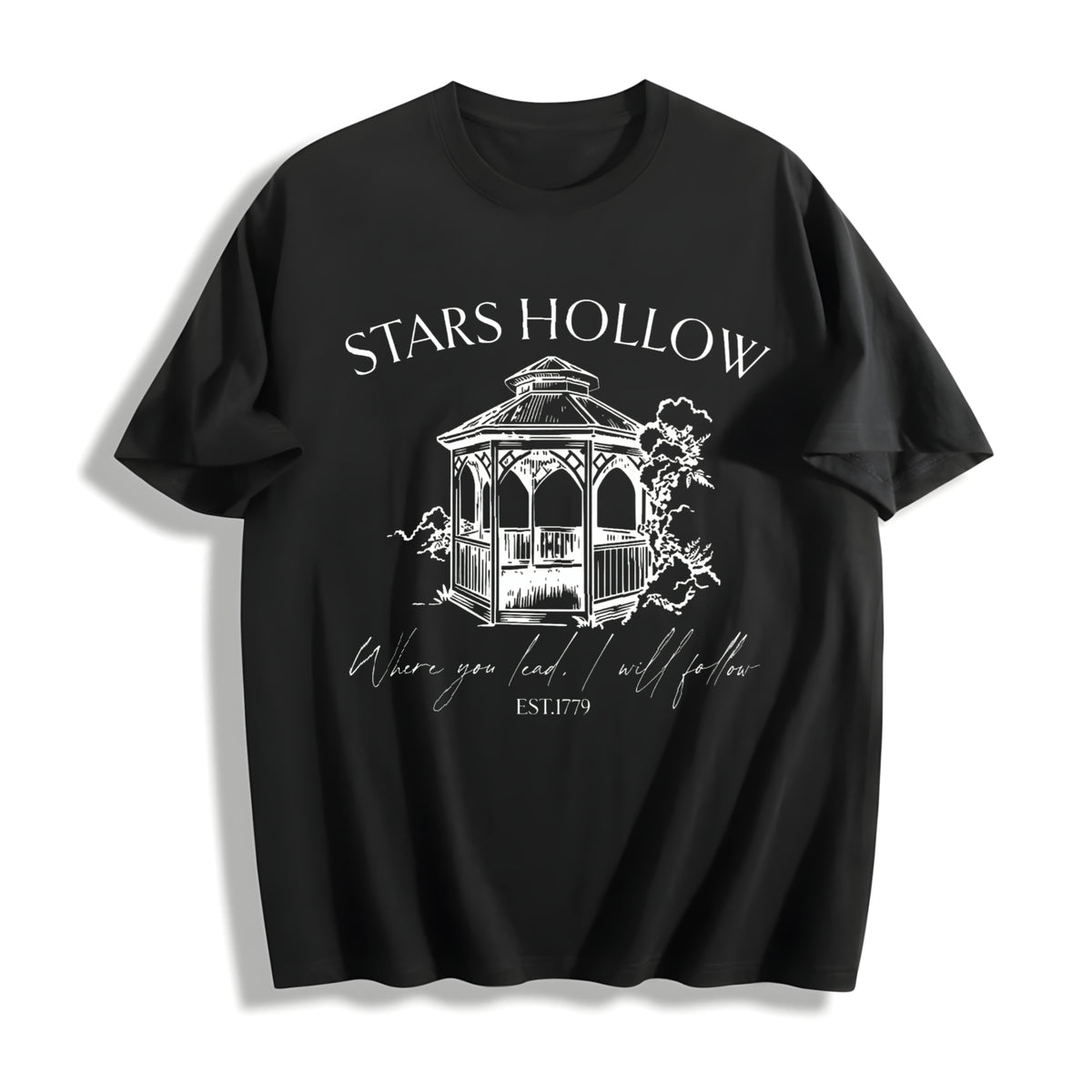 Stars Hollow Nostalgia Cotton T-Shirt in Black