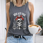 Bose Old Skull Bandana Crew-neck Sleeveless Vest Outdoor Women's Color Cotton Tank Top in Gray
