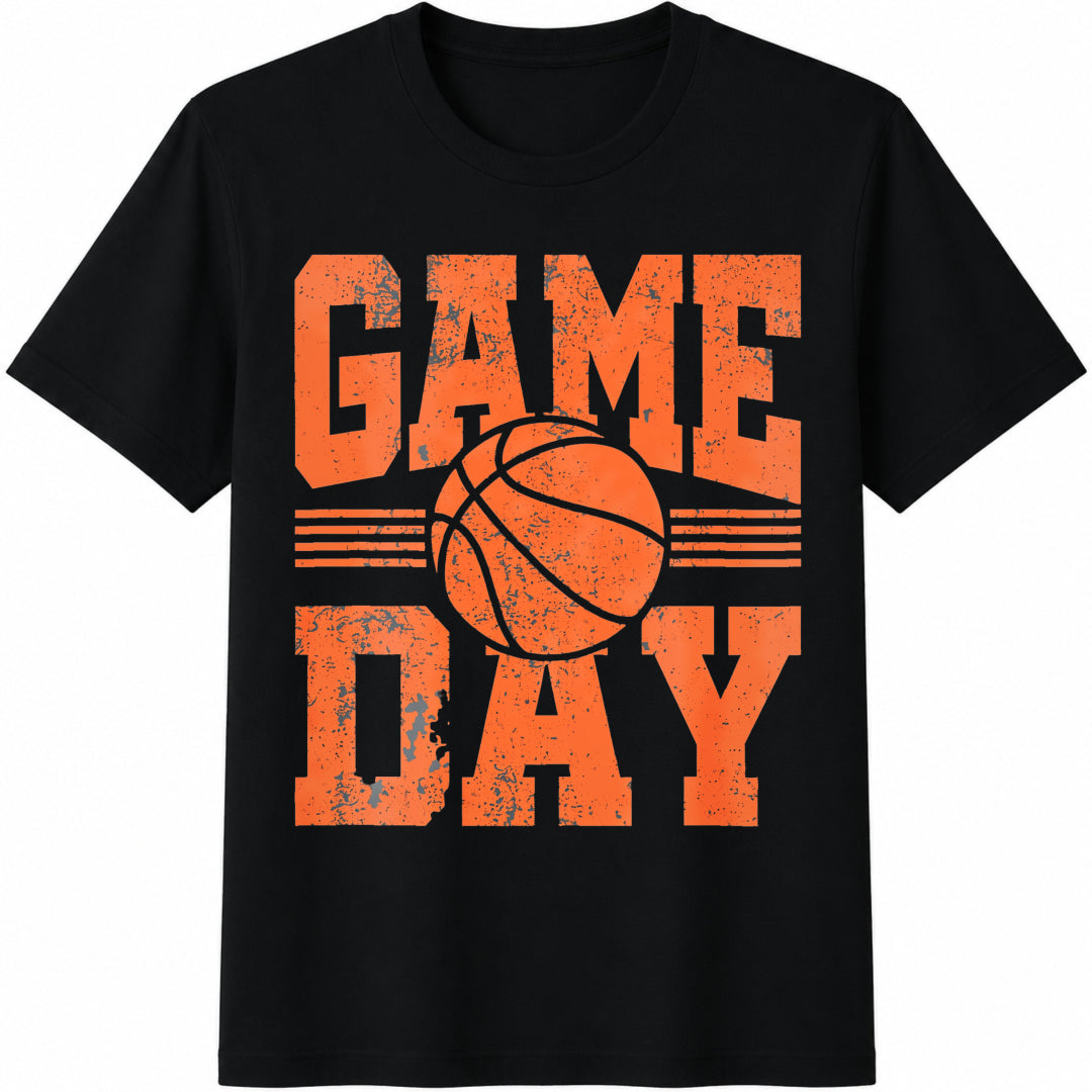 Basketball Game Day Cotton T-Shirt in Black