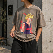 Super Saiyan Warrior Gohan Vintage Washed T-Shirt in Brown