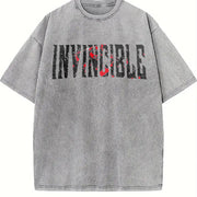 Invincible Superhero Sleeveless Tank Vintage Washed T-Shirt in Gray