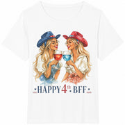 Happy 4th Best Friend Cotton T-Shirt in White
