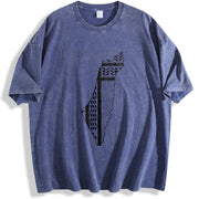 Palestines Symbol of Resistance Beach Palestinians Map vintage washed oversized T-shirt in Blue
