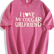 I Love My Cougar Girlfriend vintage washed oversized T-shirt in Red