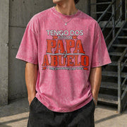 Tengo Dos Titulos Papa Abuelo Spanish Father's Day Vintage Washed T-Shirt in Red