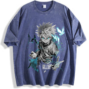Killua Zoldyck Hunter x Hunter Anime Soft Anime for Anime vintage washed oversized T-shirt in Blue