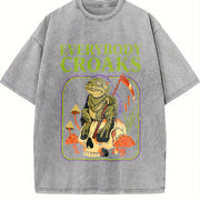 Everybody Croaks Frog Vintage Washed T-Shirt in Gray