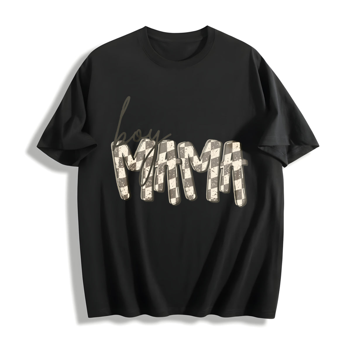 Boy Mama Mothers Day for Mom Cotton T-Shirt in Black