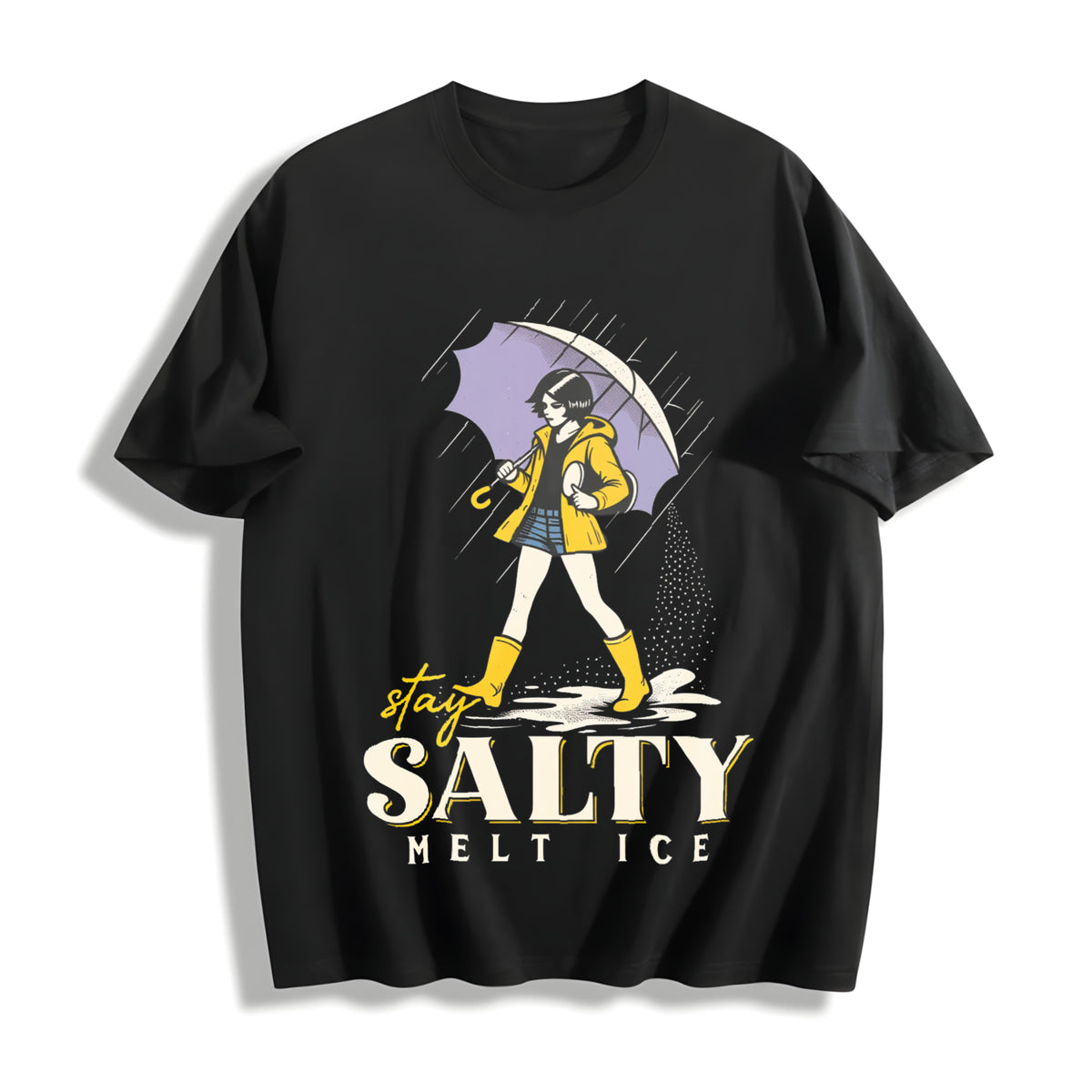 No Ice Stay Salty Melt ICE Cotton T-Shirt in Black