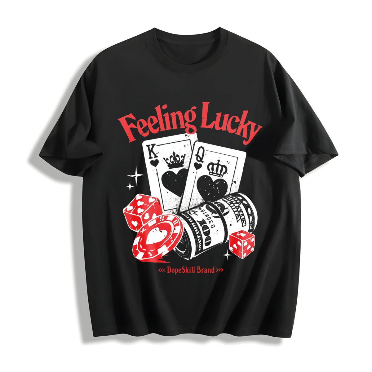 Feeling Lucky - Casino Elements Cotton T-Shirt in Black
