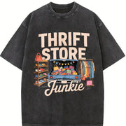 Thrift Store a for Secondhand Enthusiasts Vintage Washed T-Shirt in Black