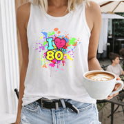 I Love the 80s Crew-neck Sleeveless Vest Outdoor Women's Color Cotton Tank Top in White