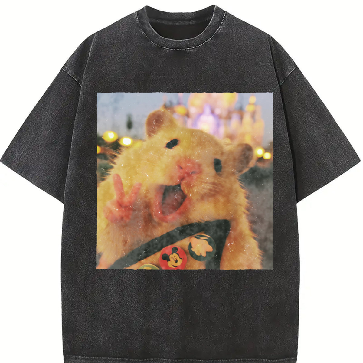 A Hamster Made from Premium Batik Vintage Washed T-Shirt in Black
