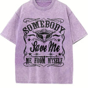 Somebody Save Me from Myself Vintage Washed T-Shirt in Purple
