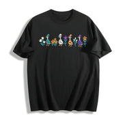 Halloween Goose Embroidered Cotton T-Shirt in Black