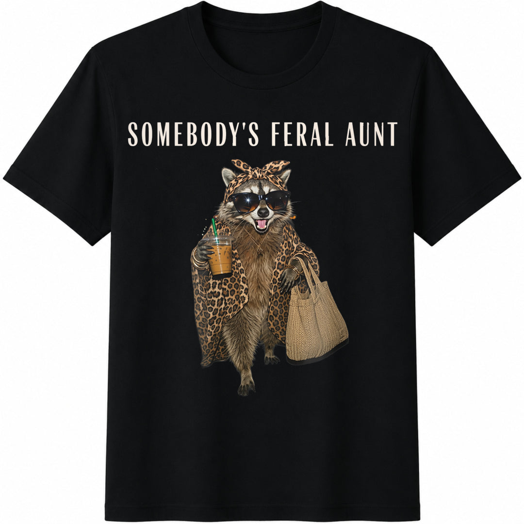 Somebody's Feral Aunt Cotton T-Shirt in Black