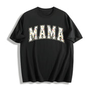 Floral Mama Strong Woman Cotton T-Shirt in Black