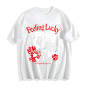 Feeling Lucky - Casino Elements Cotton T-Shirt in White