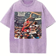 MJ Hard Foul 80's 90's Dunk Bad Boy Detroit vintage washed oversized T-shirt in Purple